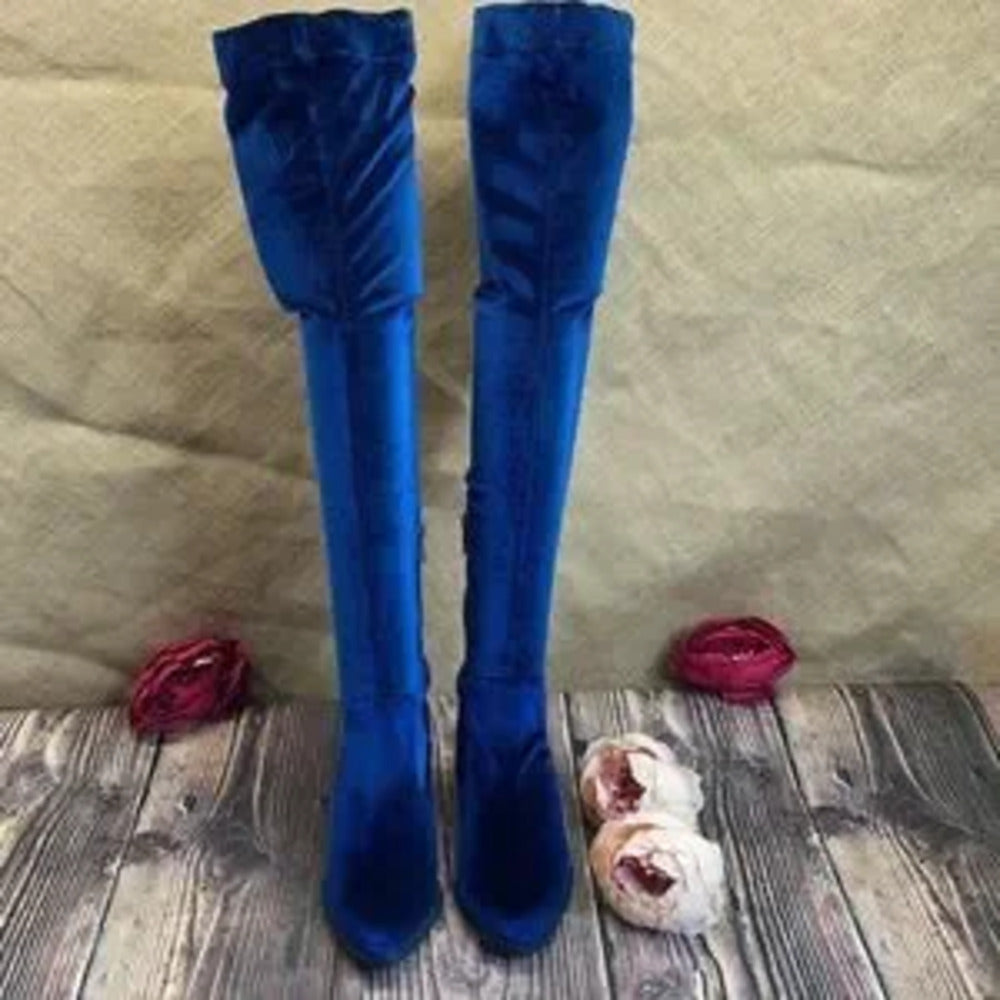 Sol Sana Blue Textile/Leather Over-the-Knee Boots 36M