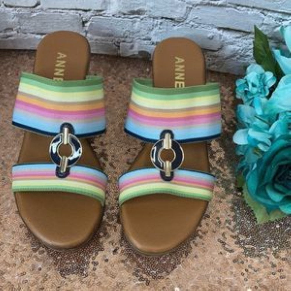 ANNE KLEIN Multi-Color Hadya Wedge Sandals 5.5M