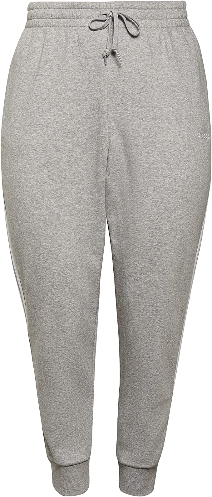 adidas Women's Essentials 3-Stripes Fleece Pants, Medium Grey Heather/White, 3X