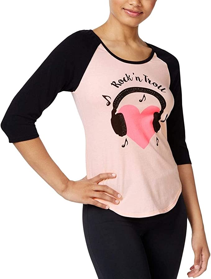 Betsey Johnson Womens Trolls Pullover Graphic-Print Sleep Shirt Pink S